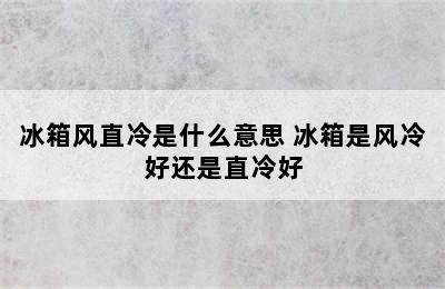 冰箱风直冷是什么意思 冰箱是风冷好还是直冷好